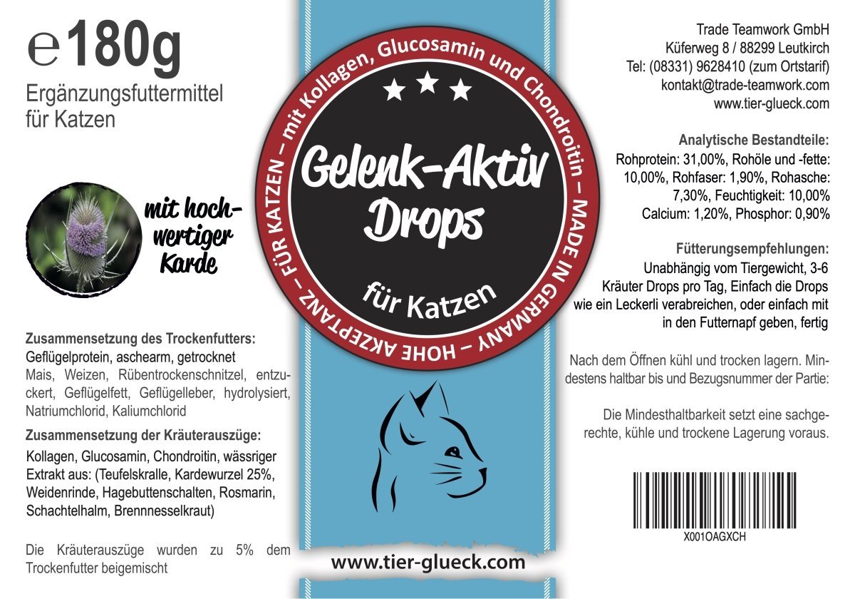 Gelenkerli Drops Katze – leckere Snacks für Katzen, natürliche Ergänzung für Beweglichkeit, Muskulatur und Knochen