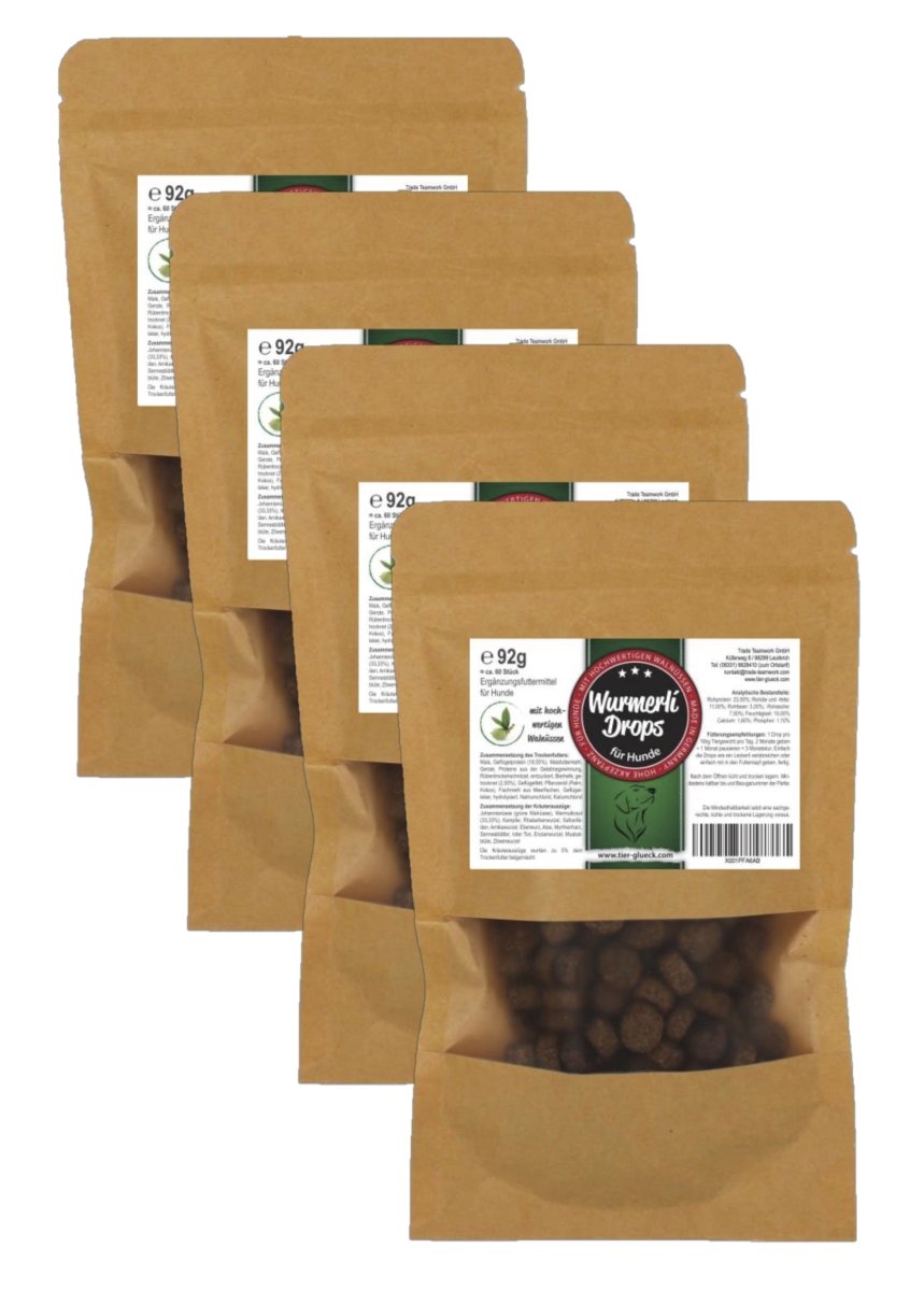 Wurmerli Drops Hund – gesunde Hundeleckerlis, natürlicher Schutz vor Würmern. Ideal zur Entwurmung