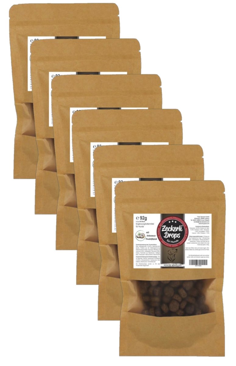 Hundesnacks Zeckerli Drops – natürliche Leckerlis für Hunde, Ergänzungsfuttermittel als Spot on bei Zecken und als Zeckenkur