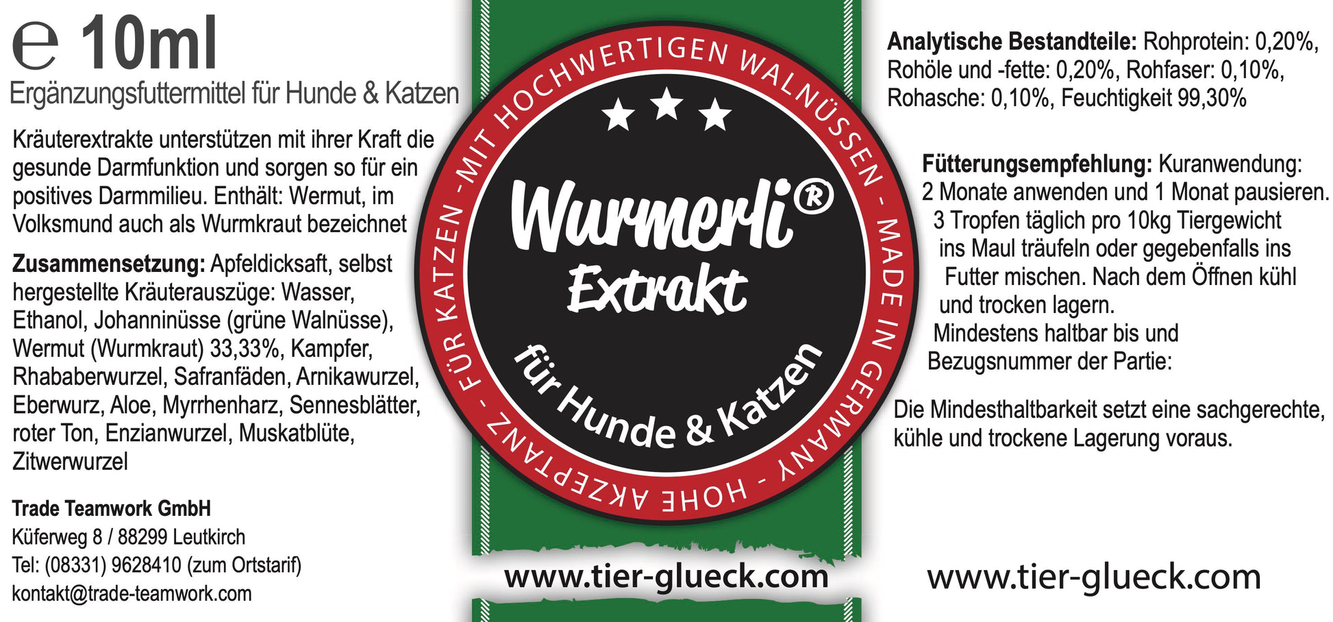 Wumerli Liquid - ideal als Wurmkur für Hunde, bzw. Wurmtablette und Wurmmittel