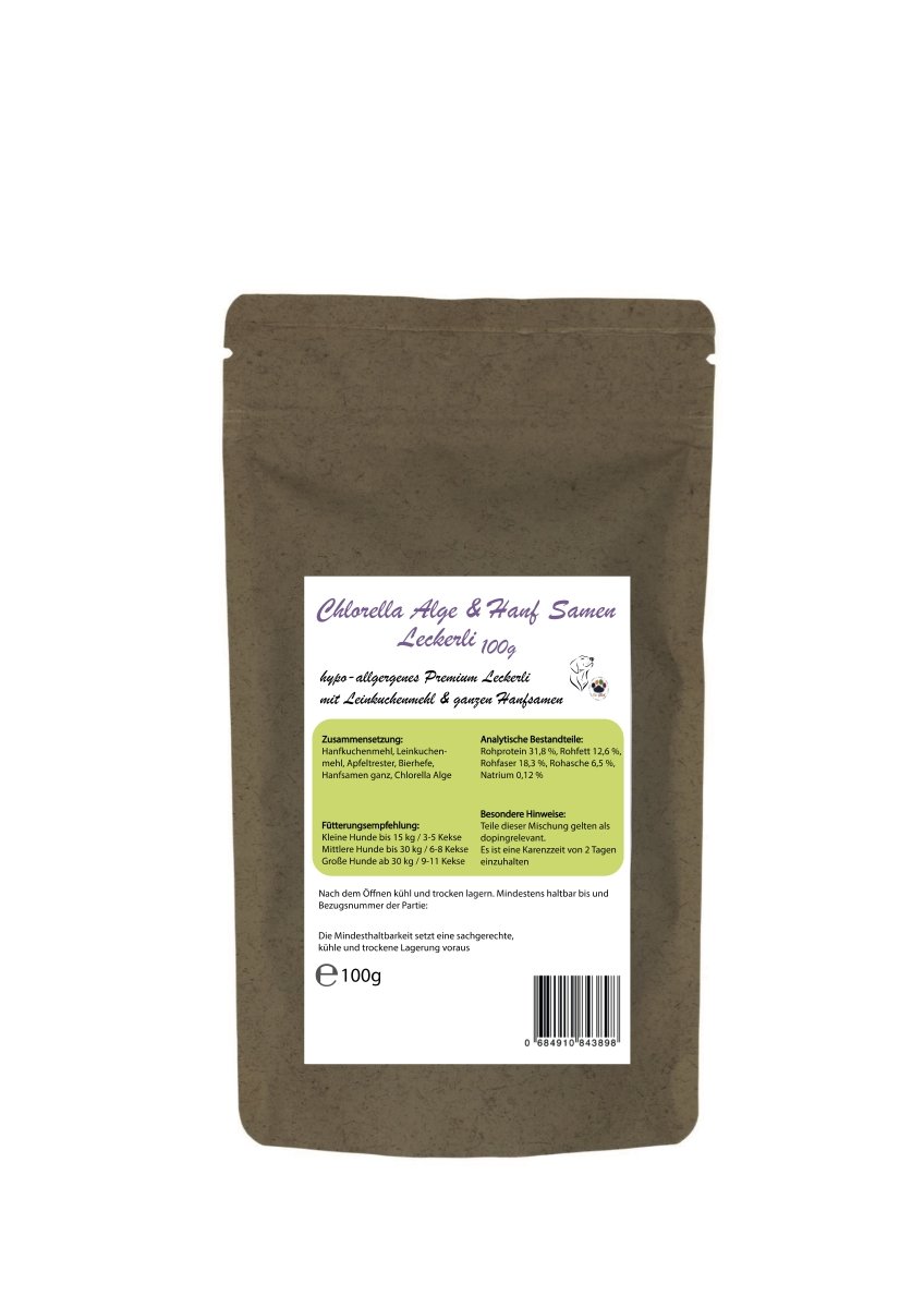 Chlorella & Hanfsamen Leckerli Hund – Pflanzlicher Snack mit Superfoods für Hunde - Tier Glück