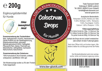 Colostrum Drops Hund – Snacks mit Kolostrum, natürliche Leckerlis als Ergänzung für Vitalität, Gesundheit und Abwehrkräfte