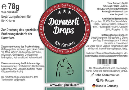 Darmerli Drops Katze – leckere Snacks für Katzen, natürliche Ergänzung zur Unterstützung von Darmfunktion und Darmgesundheit