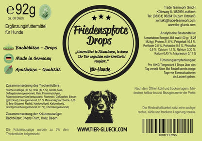 Friedenspfote Drops Hund – Natürliche Bachblüten - Leckerlis für Ruhe & Entspannung - Tier Glück