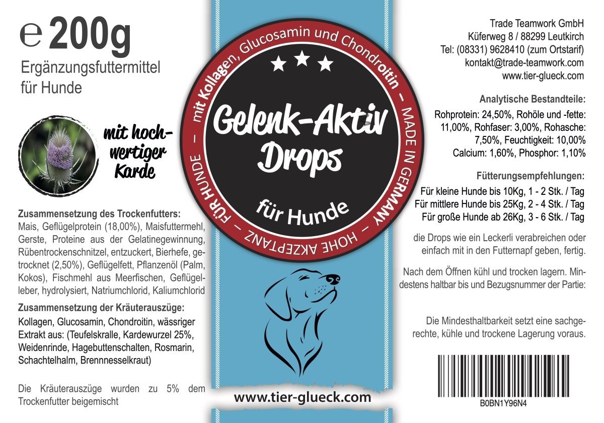 Hundesnacks Gelenkerli Drops – natürliche Leckerlis für Hunde, Ergänzungsfuttermittel bei Arthrose, Arthritis und Gelenke