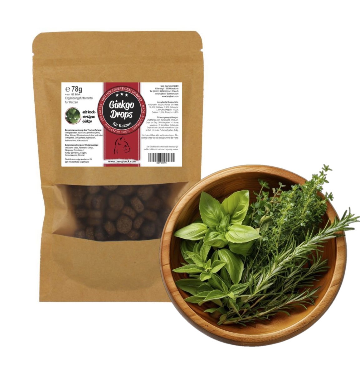Katzenleckerlis Ginkgo Drops – gesunde Snacks für Katzen, natürliche Ergänzung für Vitalität, Balance und tägliche Ernährung