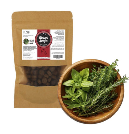 Katzenleckerlis Ginkgo Drops – gesunde Snacks für Katzen, natürliche Ergänzung für Vitalität, Balance und tägliche Ernährung