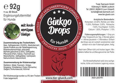 Gesunde Hundeleckerlis – Ginkgo Drops, natürliche Snacks für Hunde, Ergänzungsfuttermittel für Vitalität und Wohlbefinden