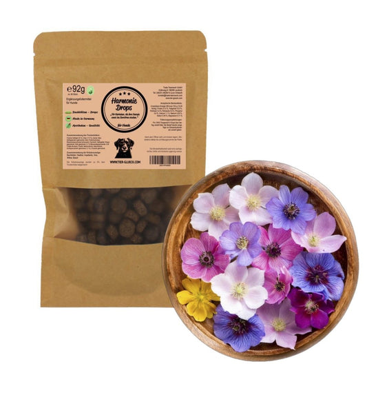 Harmonie Drops Hund – Natürliche Bachblüten - Leckerlis für Ruhe & Ausgeglichenheit - Tier Glück