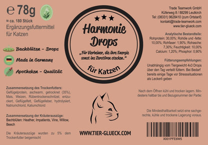 Harmonie Drops Katze – Natürliche Bachblüten - Leckerlis für Gelassenheit & innere Balance - Tier Glück