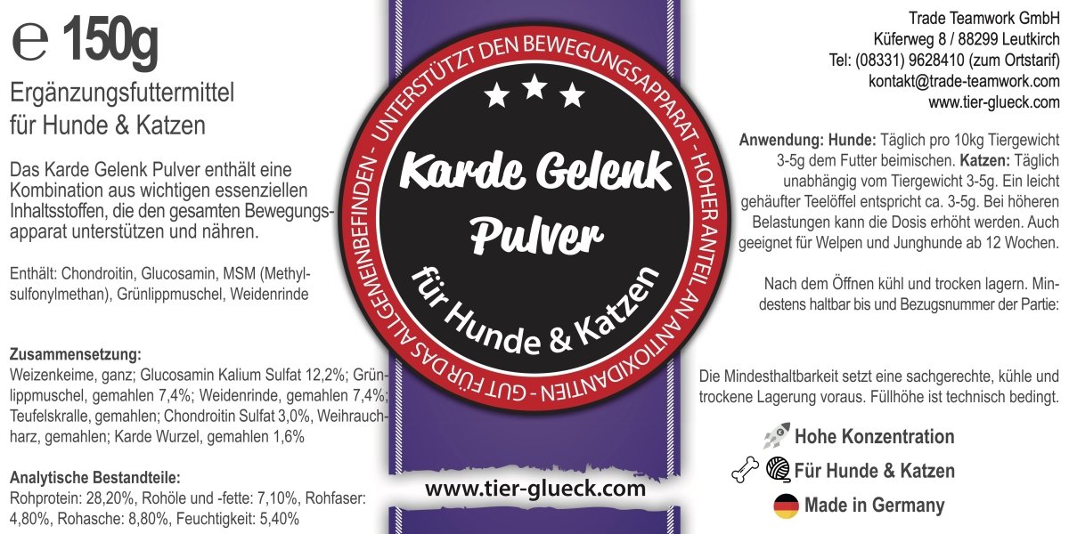 Karde Pulver Katze – natürliches Gelenkpulver als Ergänzung für Katzen zur Unterstützung von Muskulatur und Krankheiten