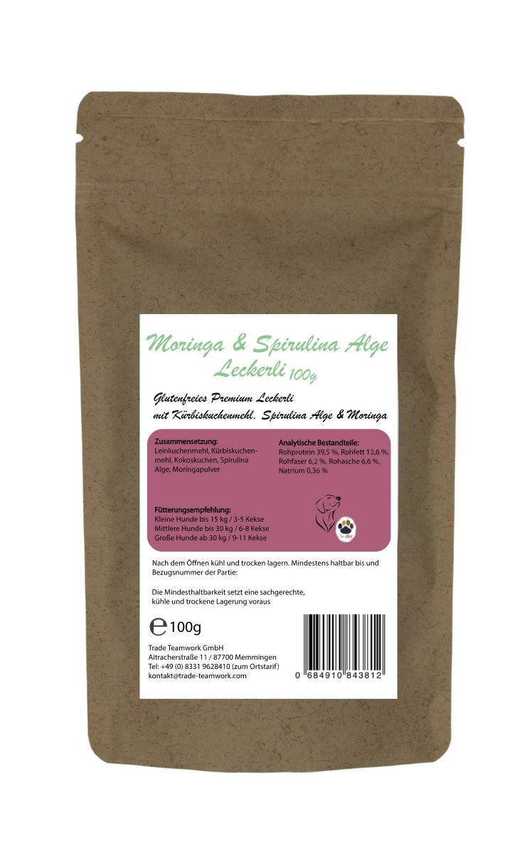 Moringa & Spirulina Leckerli Hund – Pflanzlicher Snack mit Superfoods für Hunde - Tier Glück