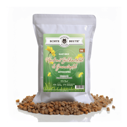 Pferd mit Süßkartoffel & Granatapfel – Natürliches Premium - Hundefutter ohne Getreide - Tier Glück