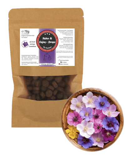 Relax Drops Katze – Natürliche Bachblüten - Drops | Pflanzliche Ergänzung für entspannte Momente - Tier Glück