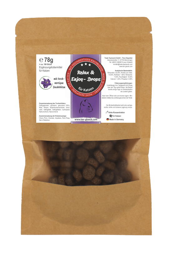 Relax Drops Katze – Natürliche Bachblüten - Drops | Pflanzliche Ergänzung für entspannte Momente - Tier Glück