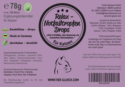 Relax Drops Katze – gesunde Katzenleckerlis, Notfalltropfen Alternative - Bachblüten / bei Panik, Angst & Stress