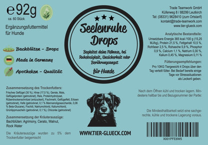 Seelenruhe Drops Hund – Natürliche Bachblüten - Leckerlis für Ruhe & Gelassenheit - Tier Glück