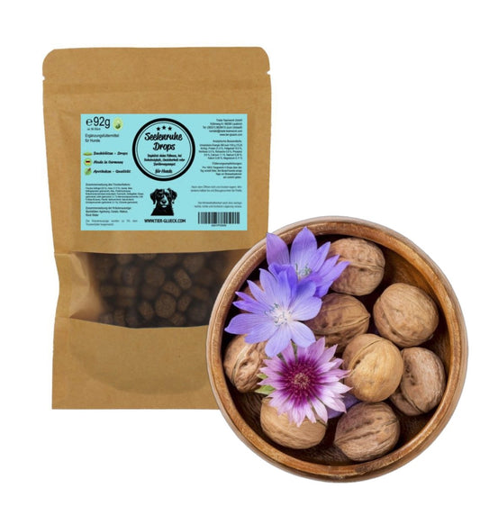 Seelenruhe Drops Hund – Natürliche Bachblüten - Leckerlis für Ruhe & Gelassenheit - Tier Glück