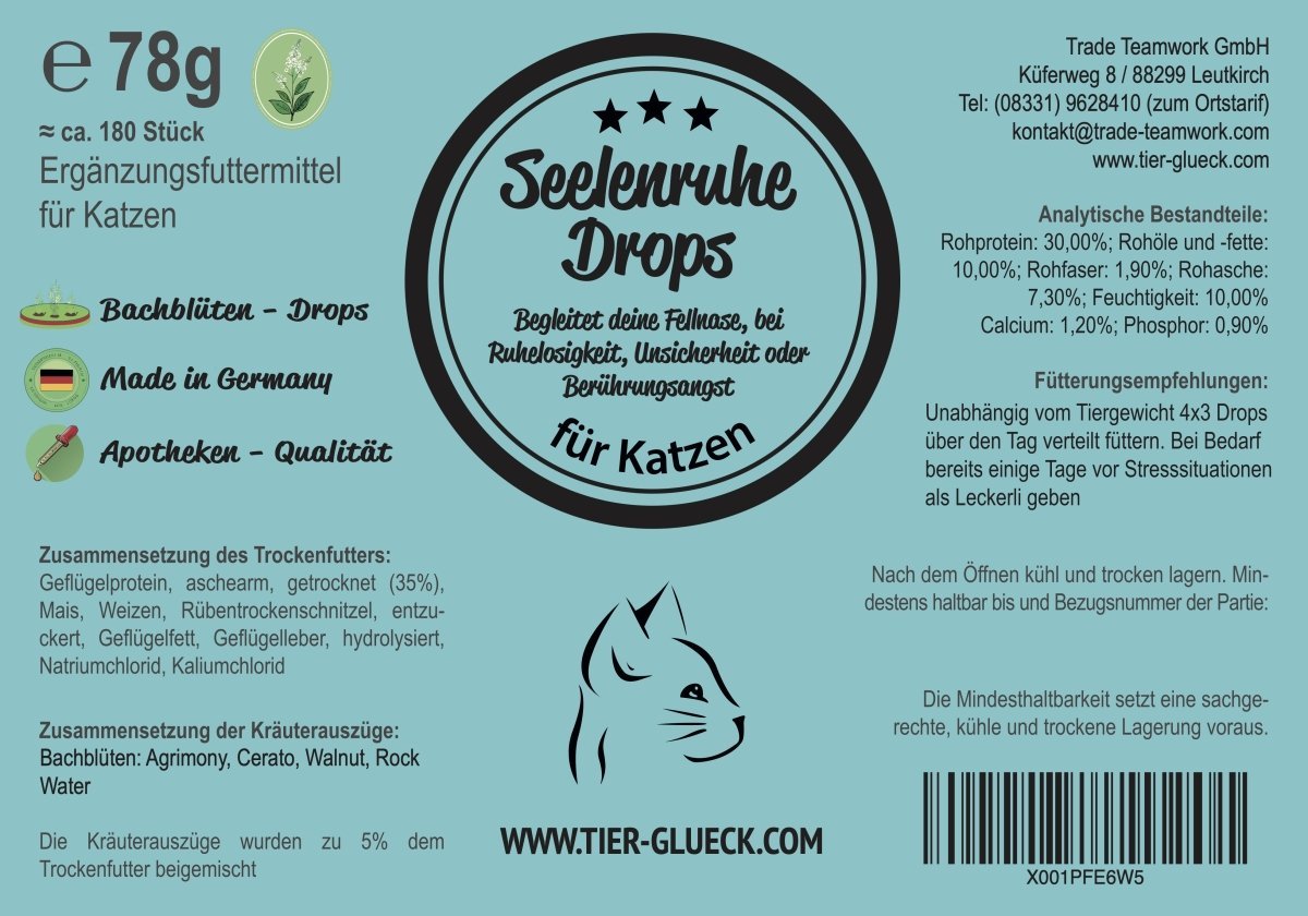 Seelenruhe Drops Katze – Natürliche Bachblüten - Leckerlis für Ruhe & Gelassenheit - Tier Glück