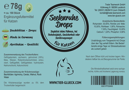 Seelenruhe Drops Katze – Natürliche Bachblüten - Leckerlis für Ruhe & Gelassenheit - Tier Glück