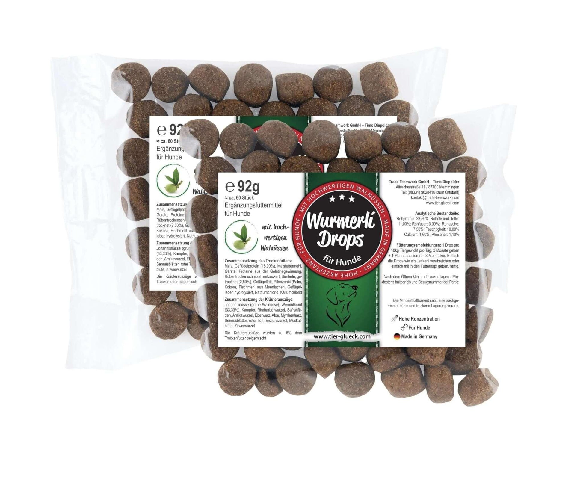 Wurmerli® Drops für Hunde – Natürliche Unterstützung mit grüner Walnuss, Wermut & Angelikawurzel für das Wohlbefinden mit Kräutern - Tier Glück