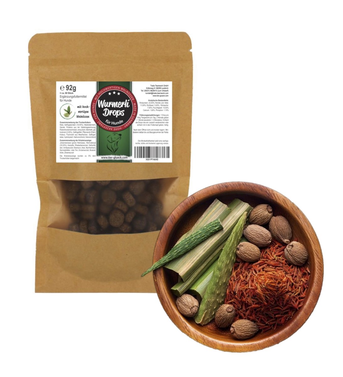 Hundeleckerlis Wurmerli Drops – gesunde Snacks für Hunde, natürliche Entwurmung für den Hund, Wurm - Leckerli