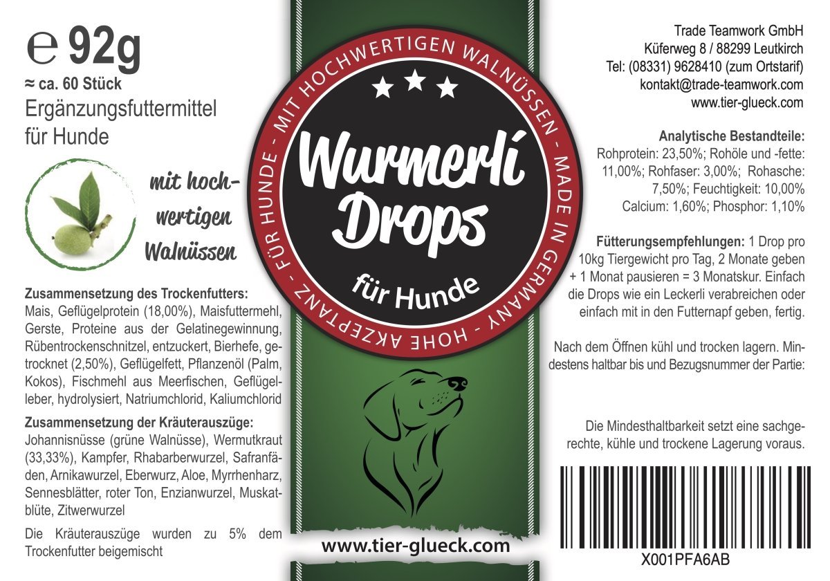 Wurmerli Drops Hund kaufen – leckere Hundeleckerlis, bei Wurmbefall und als Entwurmung