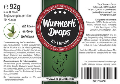 Wurmerli Drops Hund kaufen – leckere Hundeleckerlis, bei Wurmbefall und als Entwurmung