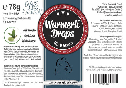 Wurmerli Drops Katze kaufen – weizenfreie Katzenleckerlis, Wurmschutz, Vorbeugung Würmer & Wurmbefall
