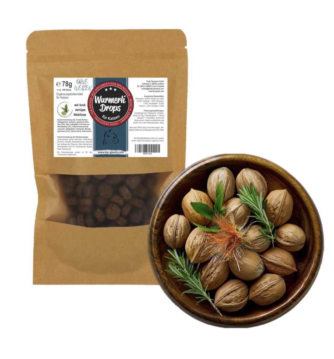 Katzenleckerlis Wurmerli Drops – weizenfreie Snacks für Katzen, natürliche Ergänzung als Wurmmittel, Wurmbefall & Wurmkur