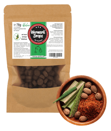 Wurmerli® Drops Katze – Natürliche Ergänzung mit Walnuss, Wermut & Angelikawurzel - Tier Glück