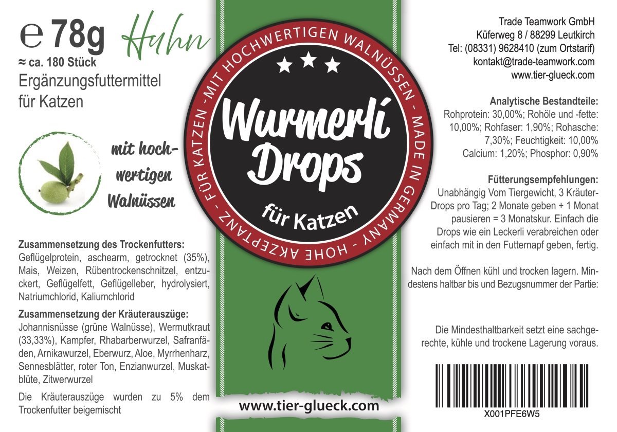Wurmerli® Drops Katze – Natürliche Wurmkur, bei Wurmbefall als Wurmschutz