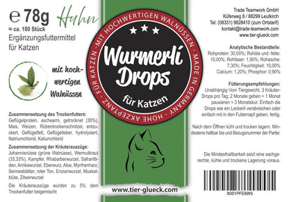 Wurmerli® Drops Katze – Natürliche Wurmkur, bei Wurmbefall als Wurmschutz