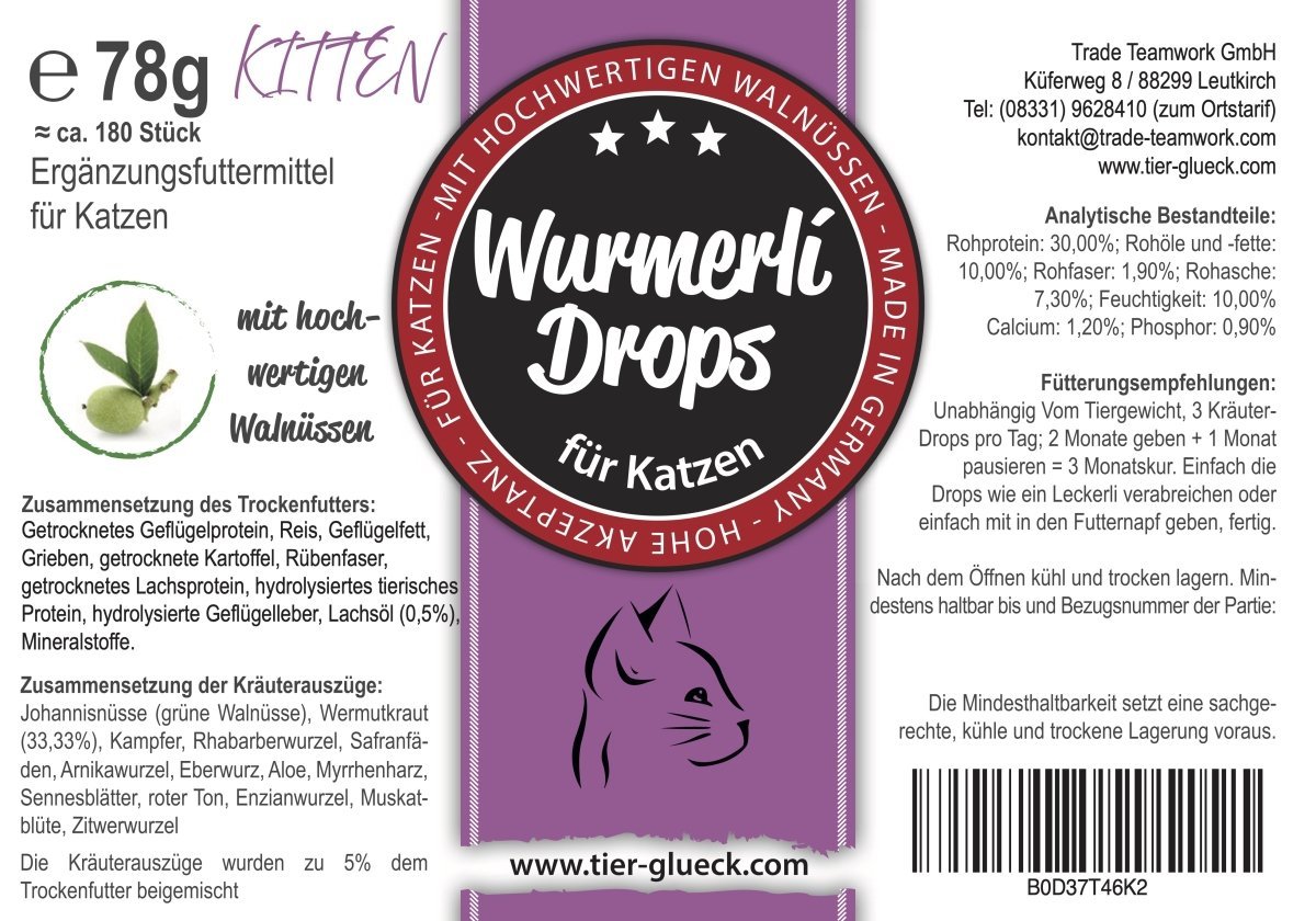 Wurmerli Drops Kitten kaufen – leckere Kätzchen-Leckerlis / Wurmkur, Entwurmung und als Wurmtablette