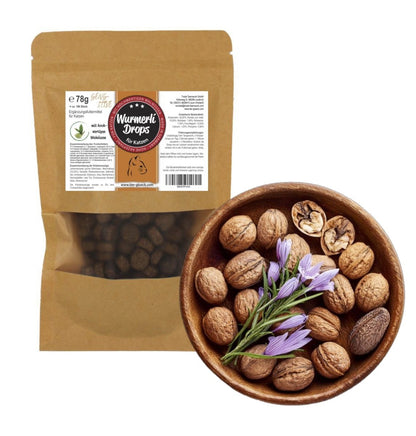 Sensitive Leckerlis Wurmerli Drops – gesunde Snacks für sensible Katzen oder Hunde, natürliche Entwurmung bei Wurmbefall