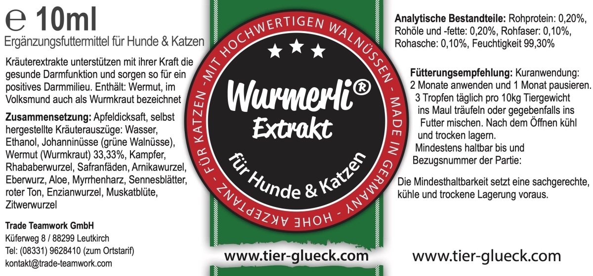 Wumerli Liquid - ideal als Wurmkur für Hunde, bzw. Wurmtablette und Wurmmittel