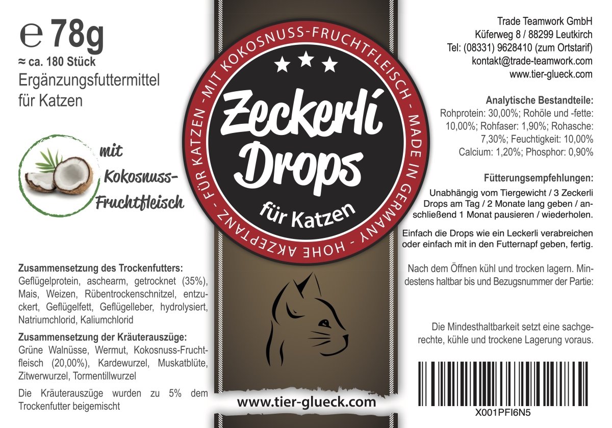 Natürliche Katzenleckerlis – Zeckerli Drops, gesunde Snacks für Katzen als Zeckenschutz, bei Zeckenbefall und Zecken
