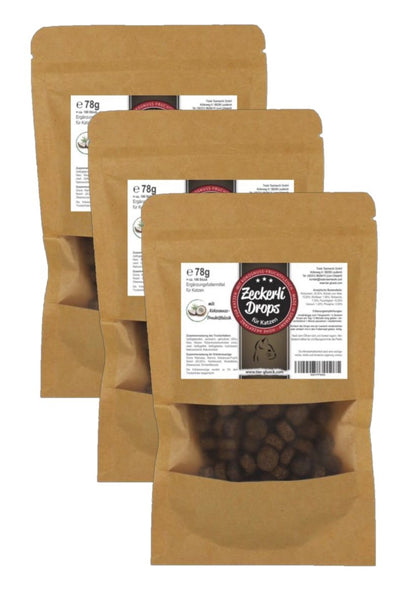 Zeckerli Drops Katze – leckere Snacks, natürliche Katzenleckerlis für Zeckenkur, Zeckenbefall & Spot on Alternative